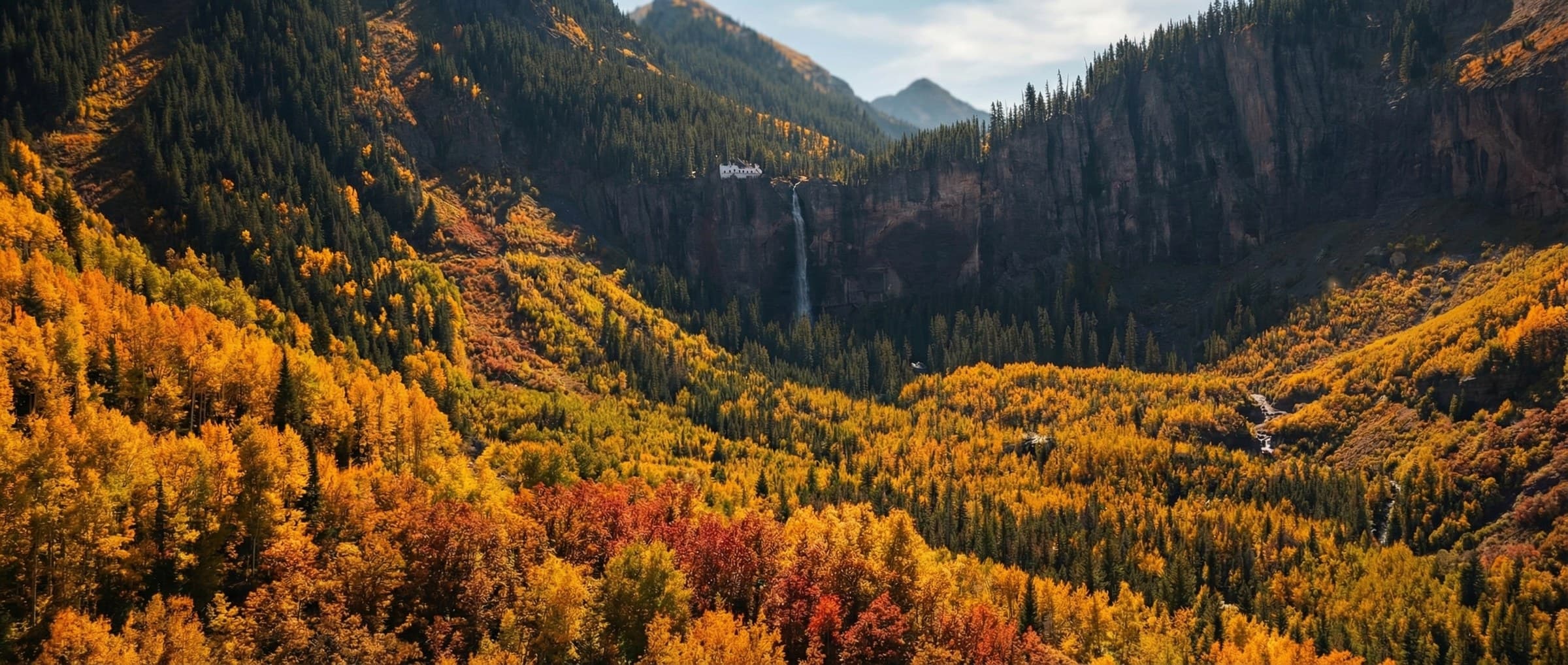 Bridal Veil Falls and the San Juan Mountains above Telluride